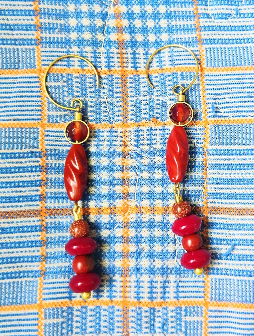 'Raisenette' Vintage Glass and Stone Handmade Earrings